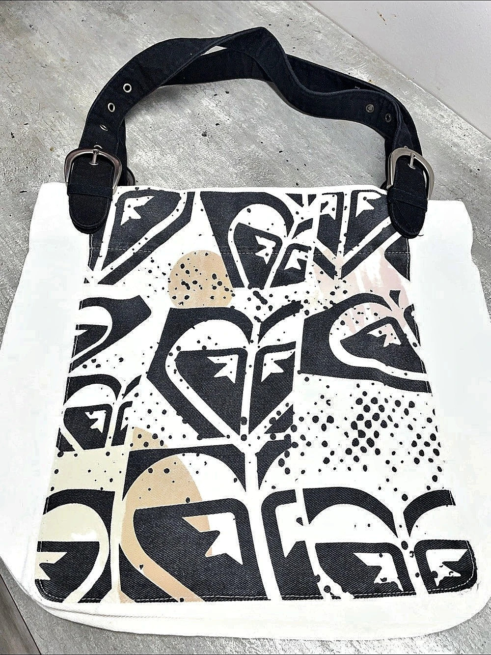Roxy Geometric Shoulder Bag White & Black
